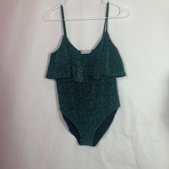 Zara green spaghetti strap sparkly bodysuit - Picture 5 of 9